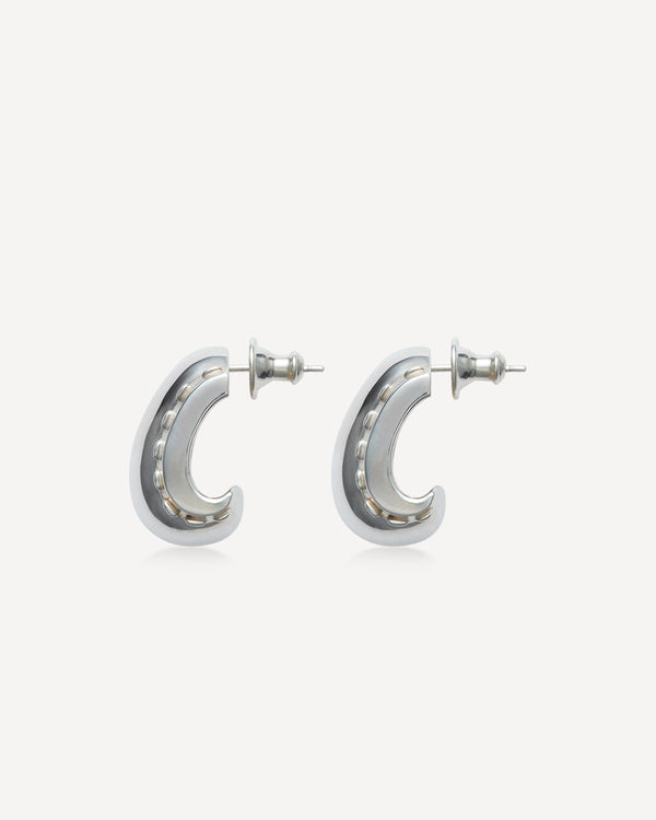 Cord Wide Drop Earrings - Silver